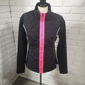 Reebok Youth's Girls Size Large Black with Pink Accents Full Zip Athletic Jacket